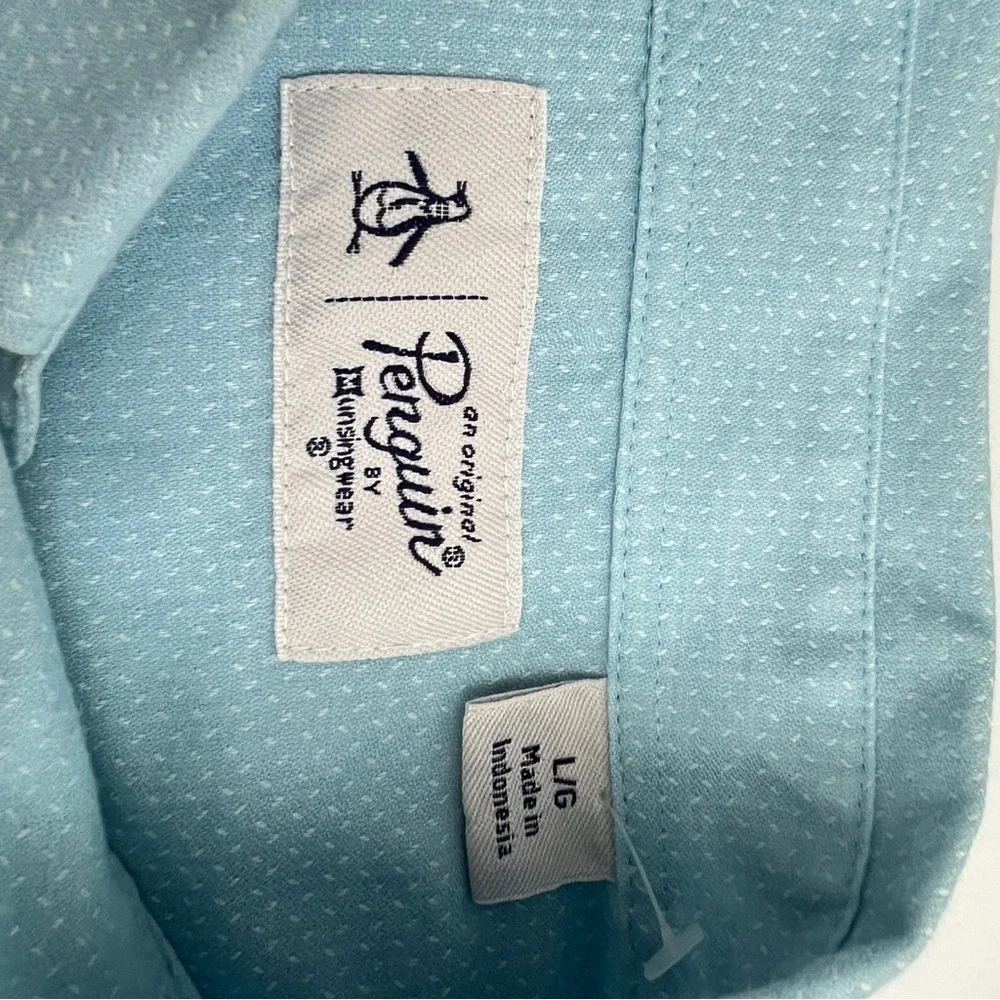 NEW Penguin men’s buttons Shirt Sky Blue LARGE